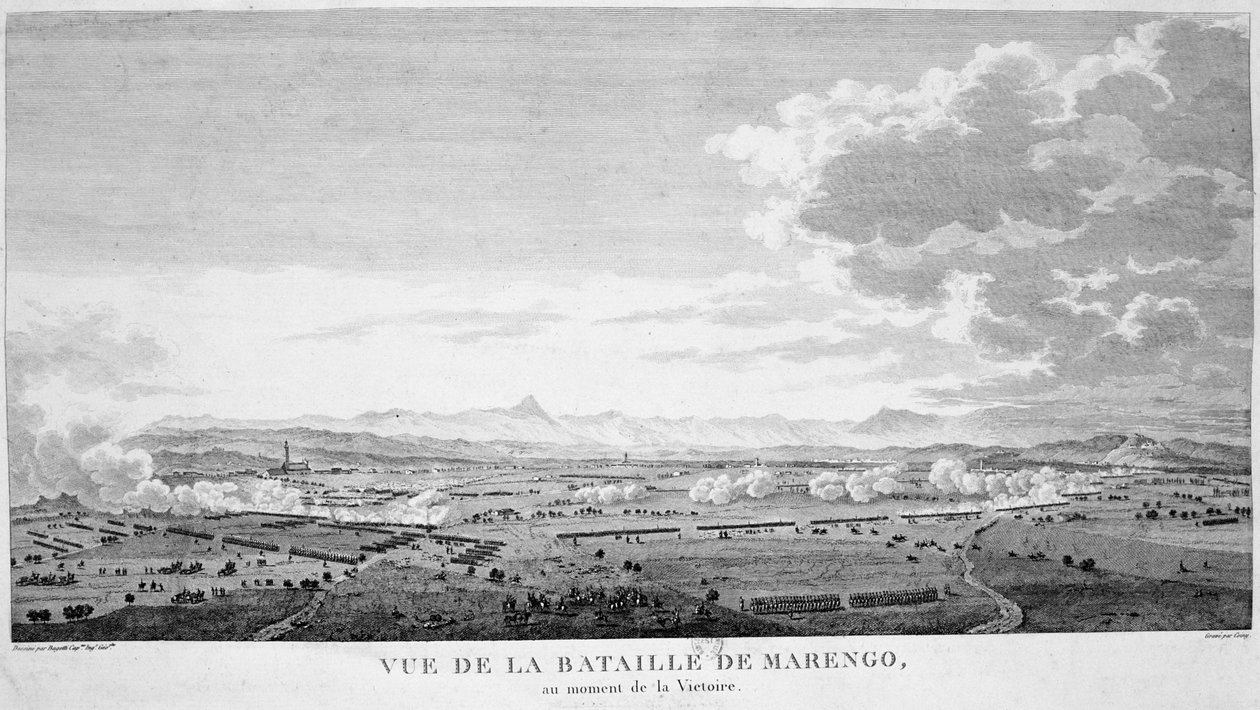 Utsikt over slaget ved Marengo i seiersøyeblikket, 1800 av Unbekannt