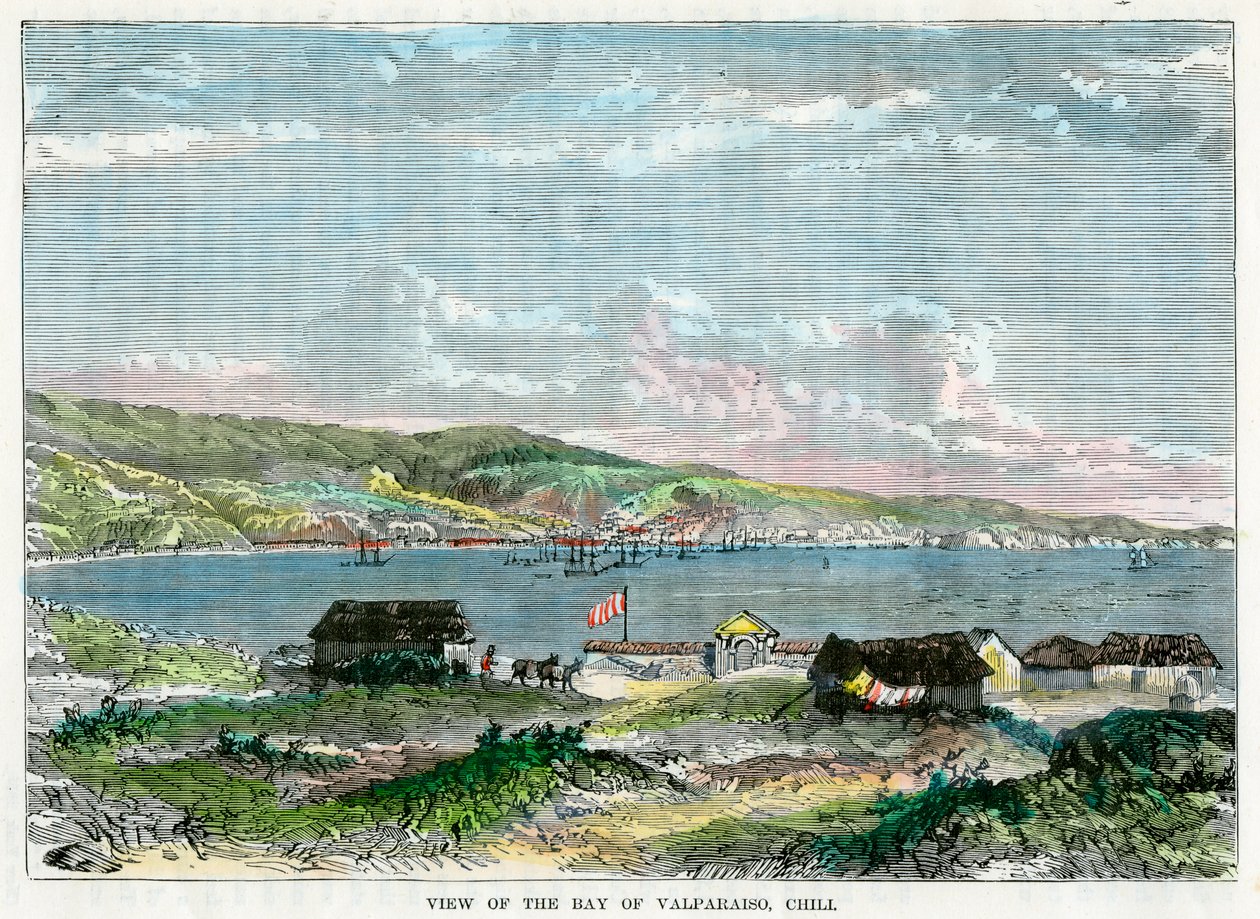 Utsikt over Valparaiso-bukten, Chili, c1880 av Unbekannt