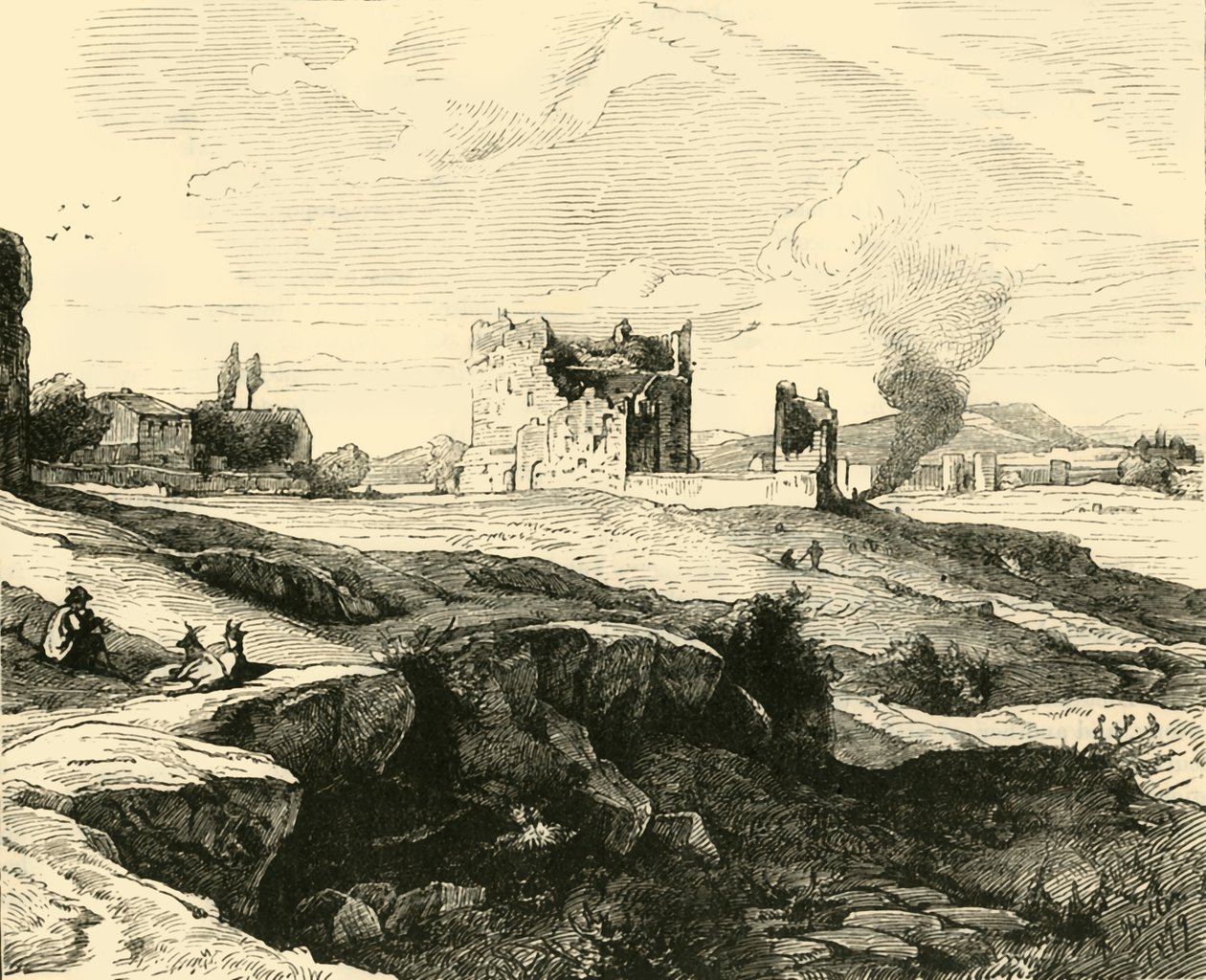 Utsikt over Campagna fra Via Appia, 1890. av Unbekannt