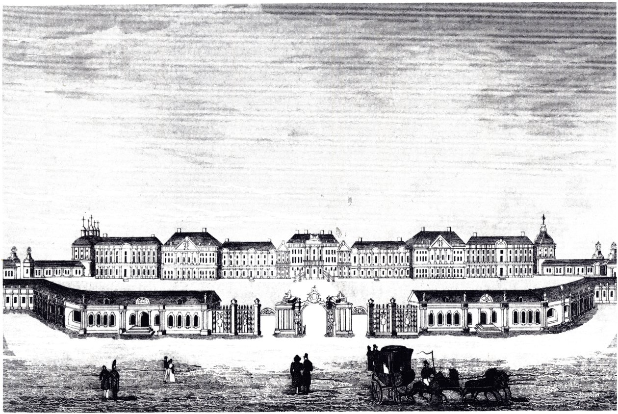 Utsikt over Katarinapalasset i Tsarskoye Selo, ca. 1840 av Unbekannt