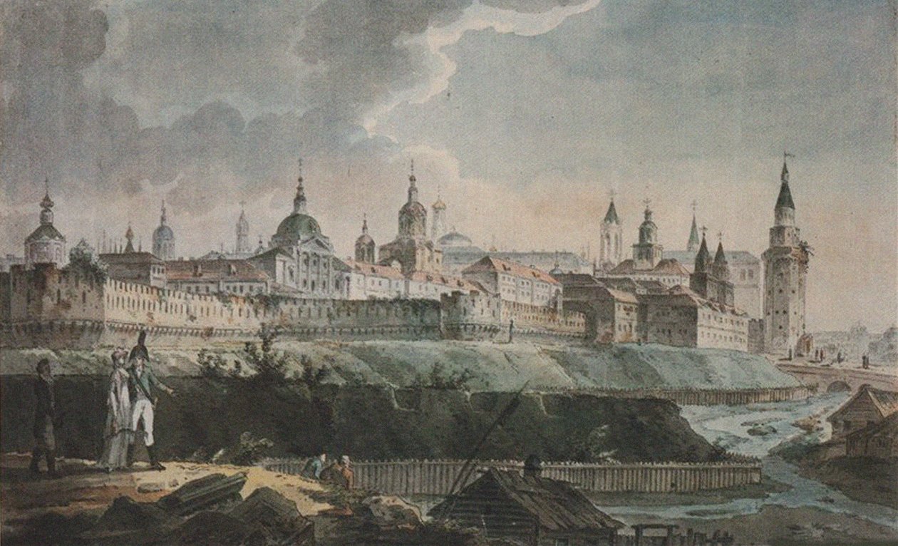 Utsikt over Kitay-gorod fra Ruins of the Cannon Laundry, tidlig på 1800-tallet av Unbekannt