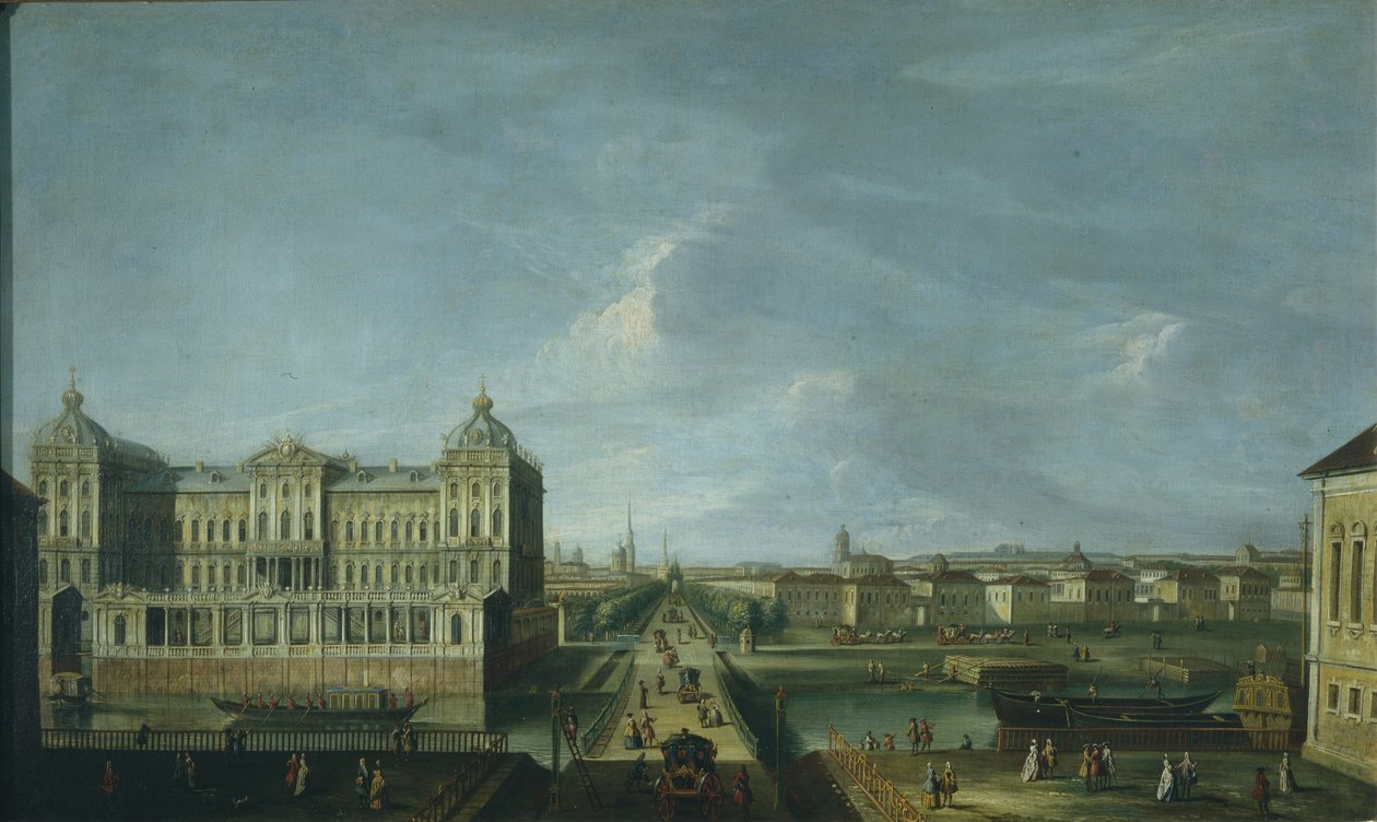 Utsikt over Nevsky Prospekt og Anichkov-palasset, andre halvdel av 1700-tallet. av Unbekannt