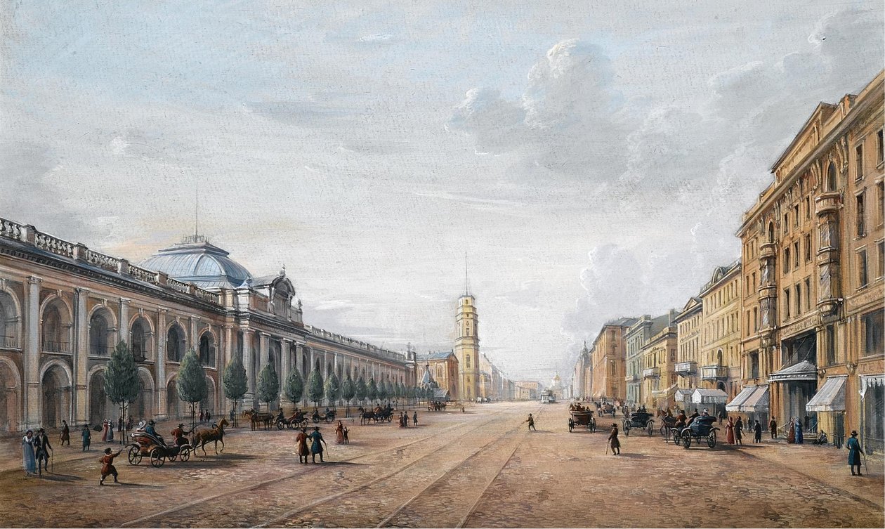 Utsikt over Nevsky Prospekt i St. Petersburg av Unbekannt