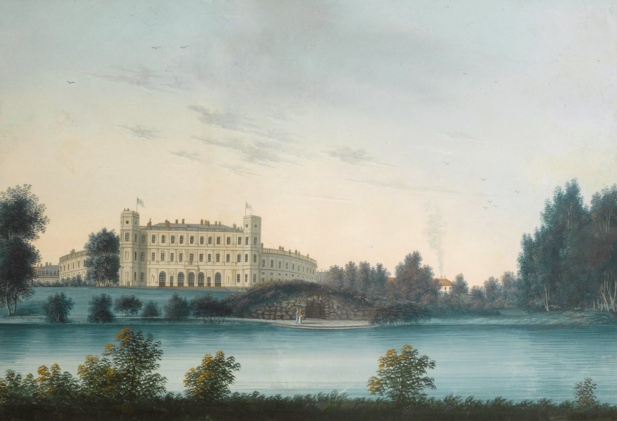 Utsikt over palasset i Gatchina, tidlig på 1800-tallet av Unbekannt