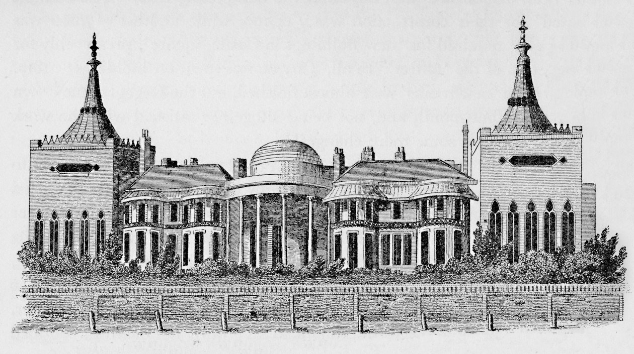 Utsikt over paviljongen tatt fra Wrights Circulating Library, mai 1818, 1939 av Unbekannt