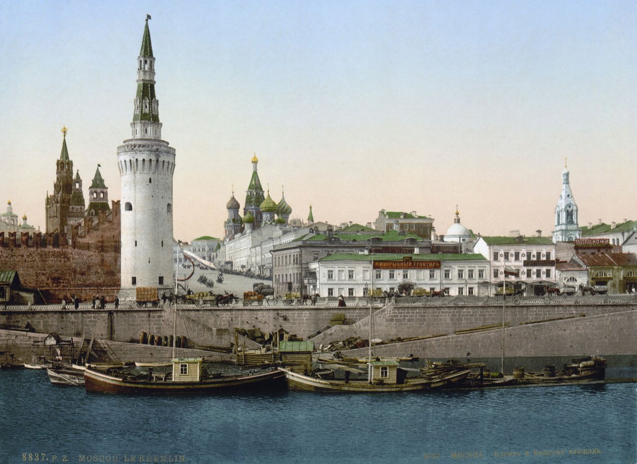 Utsikt over St Basil-bakken, sett fra Moskva-elven, Moskva, Russland, c1890-c1905 av Unbekannt