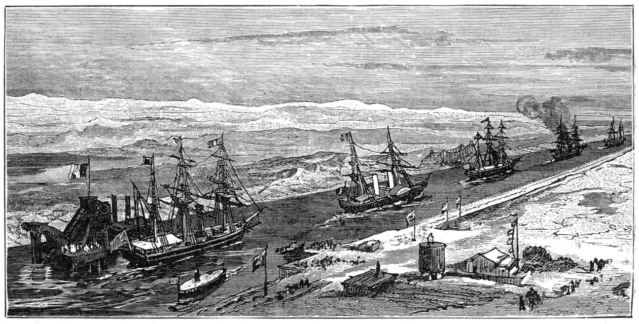 Utsikt over Suez-kanalen, Egypt, 1900 av Unbekannt