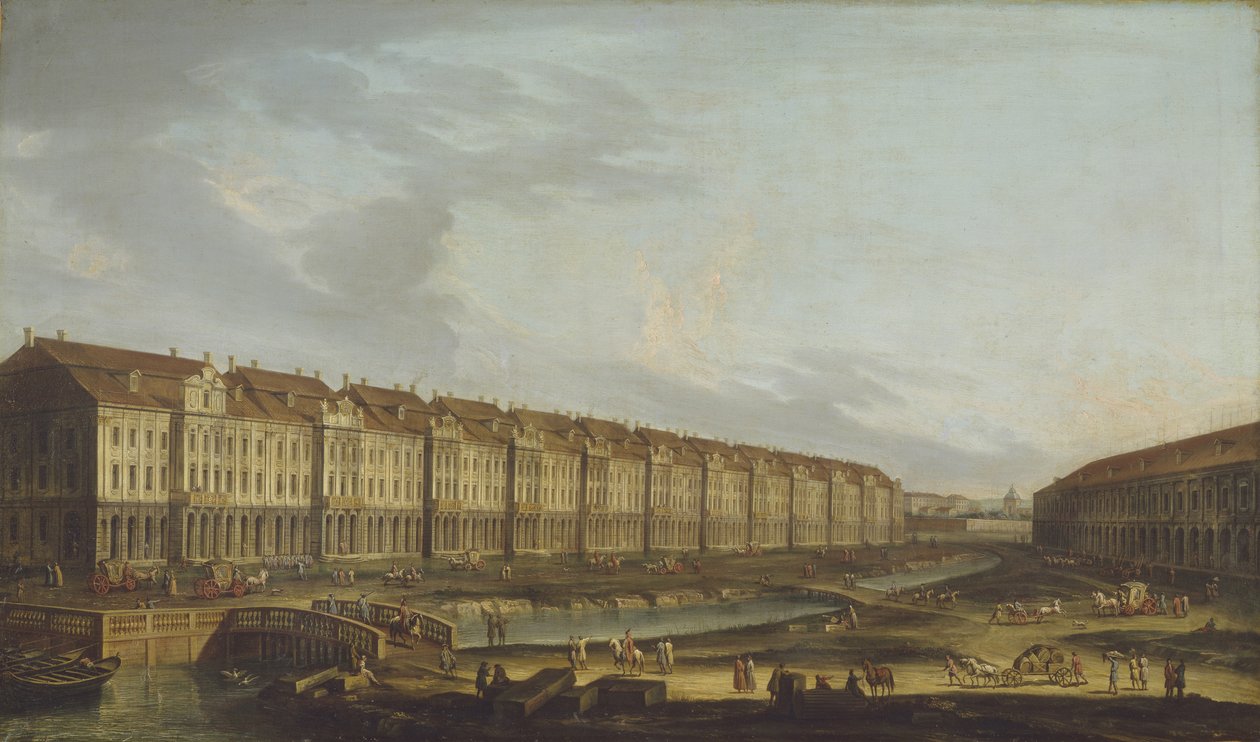 Utsikt over Twelve Collegia-bygningen i St. Petersburg, midten av 1700-tallet. av Unbekannt