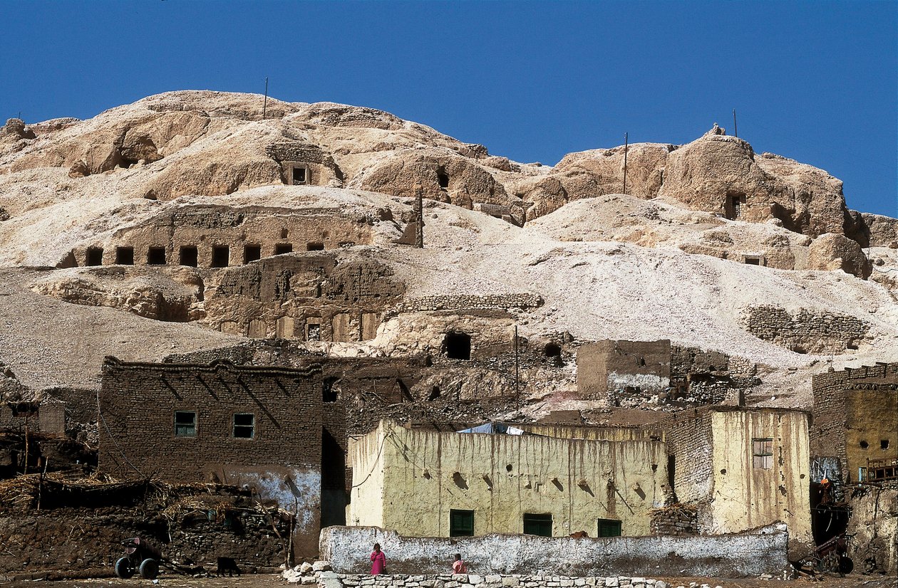 Utsikt over Kongenes dal, nytt imperium, Deir el Bahari, Egypt (bilde) av Unbekannt