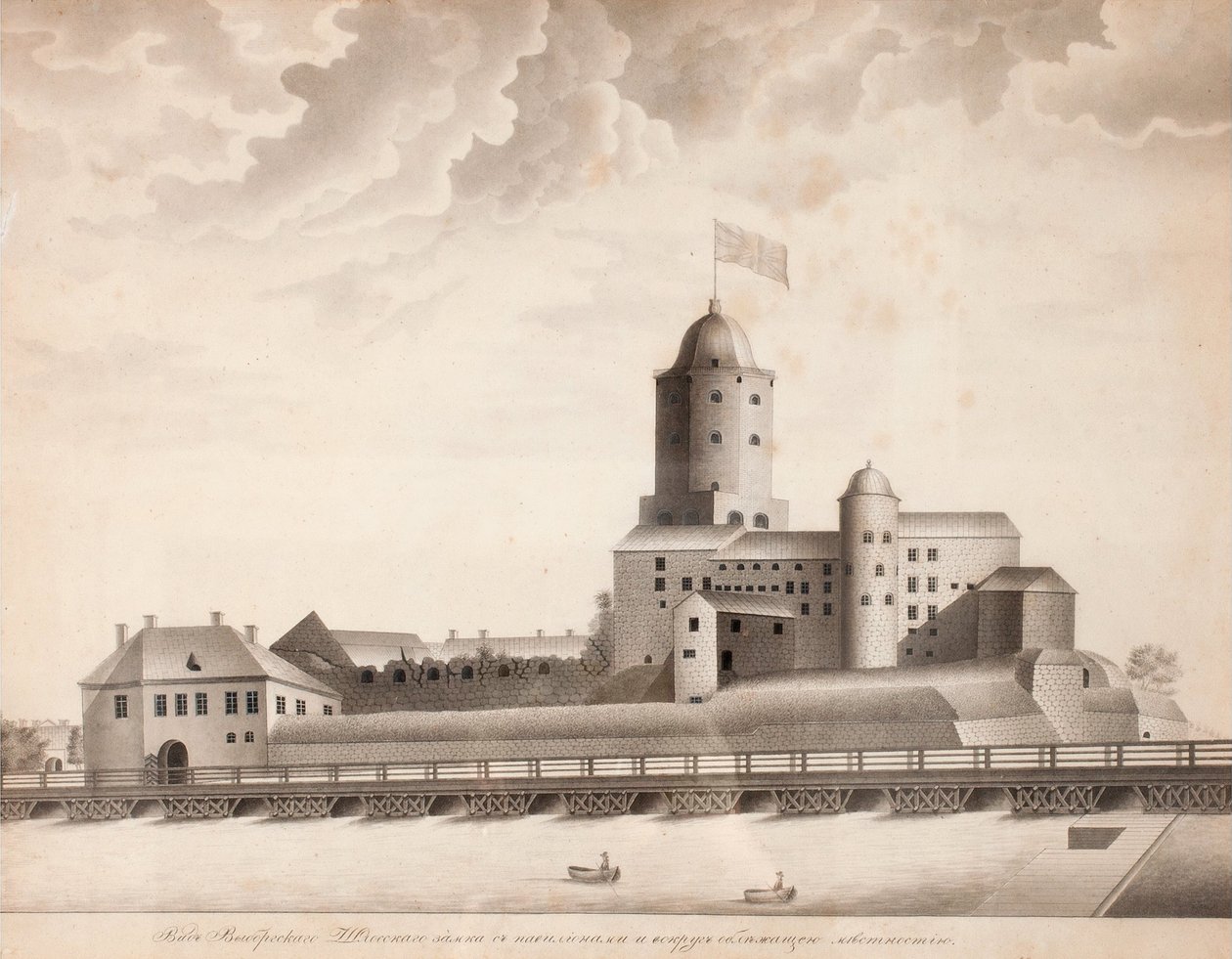 Utsikt over Vyborg slott, ca. 1840 av Unbekannt