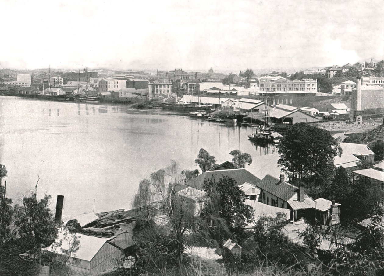 Utsikt over byen og elven, Brisbane, Australia, 1895. av Unbekannt