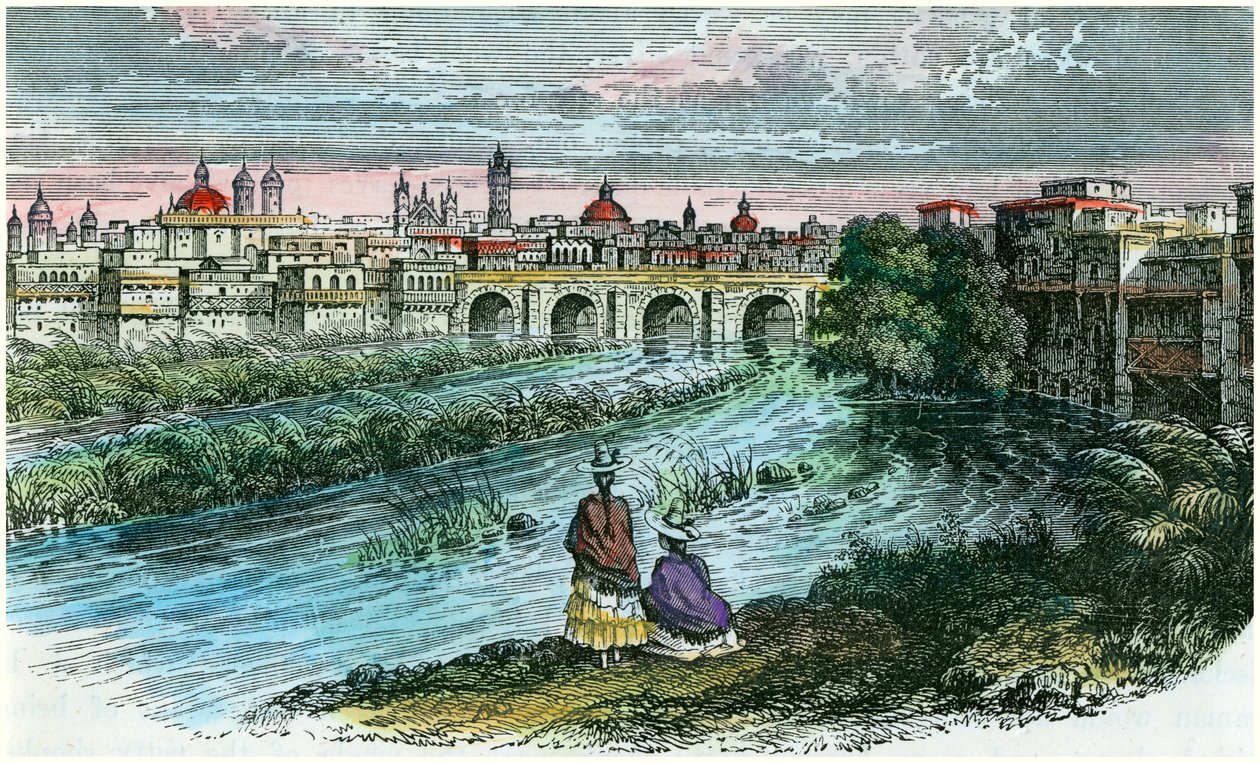 Utsikt over byen Lima, hovedstaden i Peru, fra elven Rimac, c1875 av Unbekannt