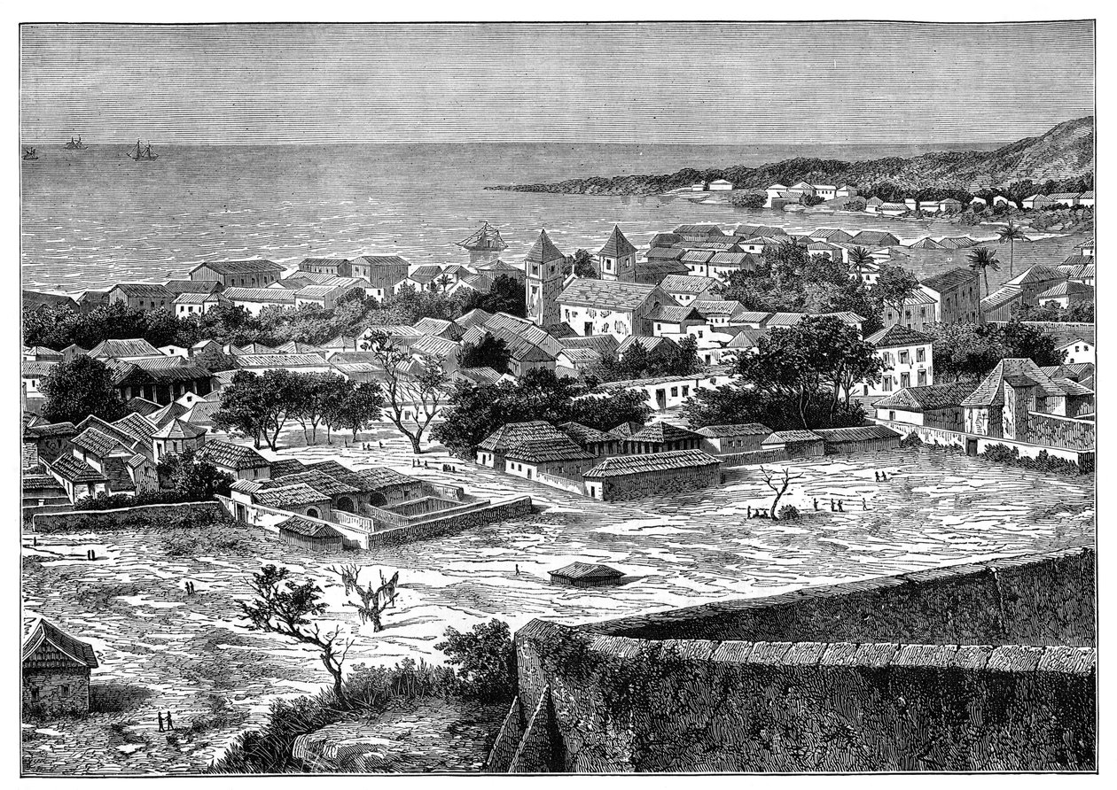 Utsikt over veien og byen San Paolo de Loanda, Angola, Vest-Afrika, c1890 av Unbekannt