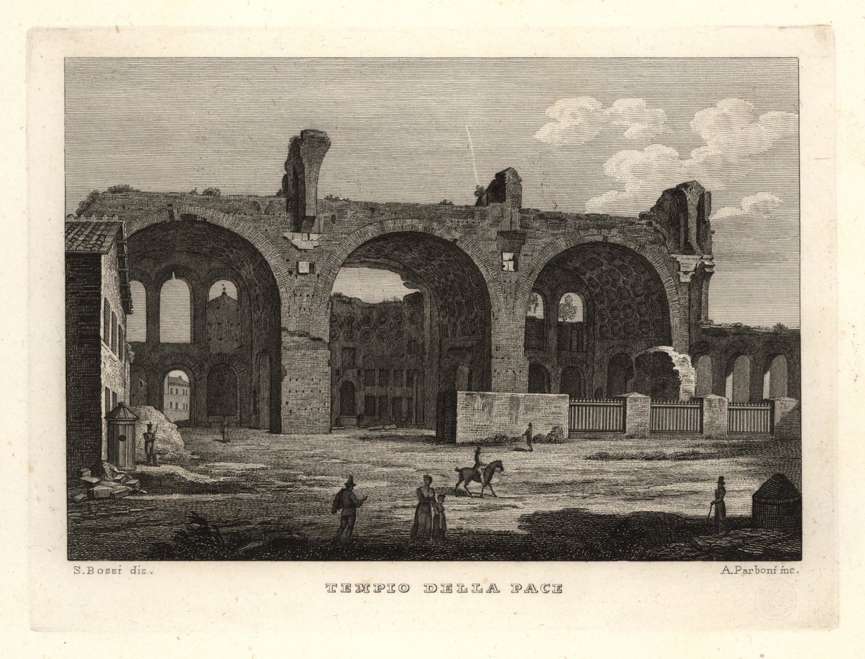 Utsikt over ruinene av Fredens tempel eller Vespasians forum, Tempio della Pace, Roma av Unbekannt
