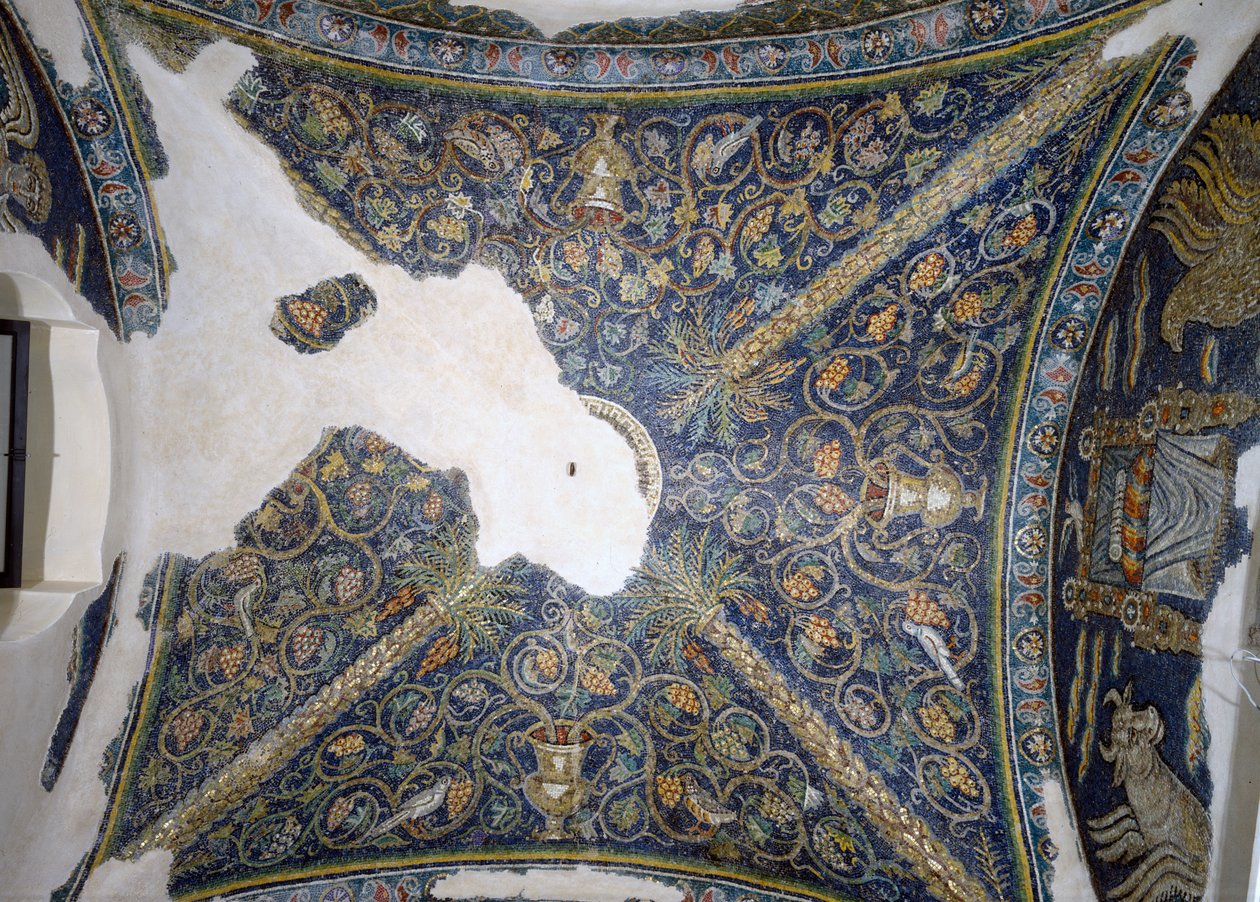 Utsikt over det hvelvede taket, fra Cappella di Santa Matrona (fresco) av Unbekannt