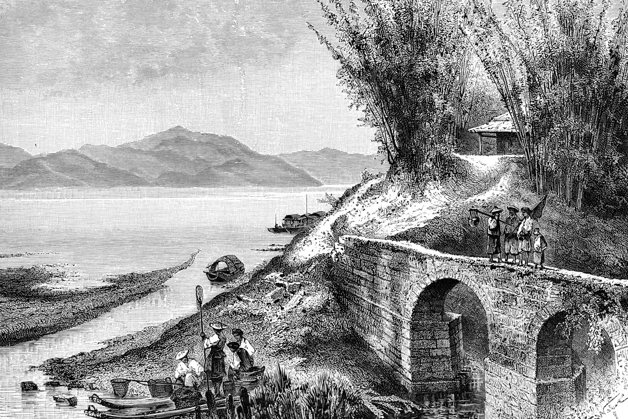 Utsikt over øvre Yang-Tze-Kiang, c1890 av Unbekannt