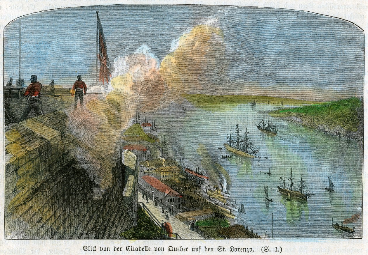Utsikt over St Lawrence-elven fra citadellet i Quebec, Canada, c1875 av Unbekannt