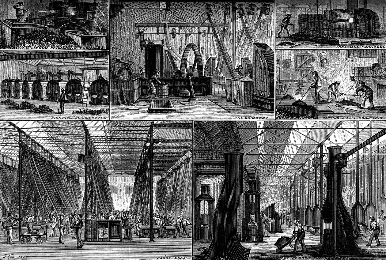 Utsikt i Royal Small Arms Factory, Enfield, c1880 av Unbekannt