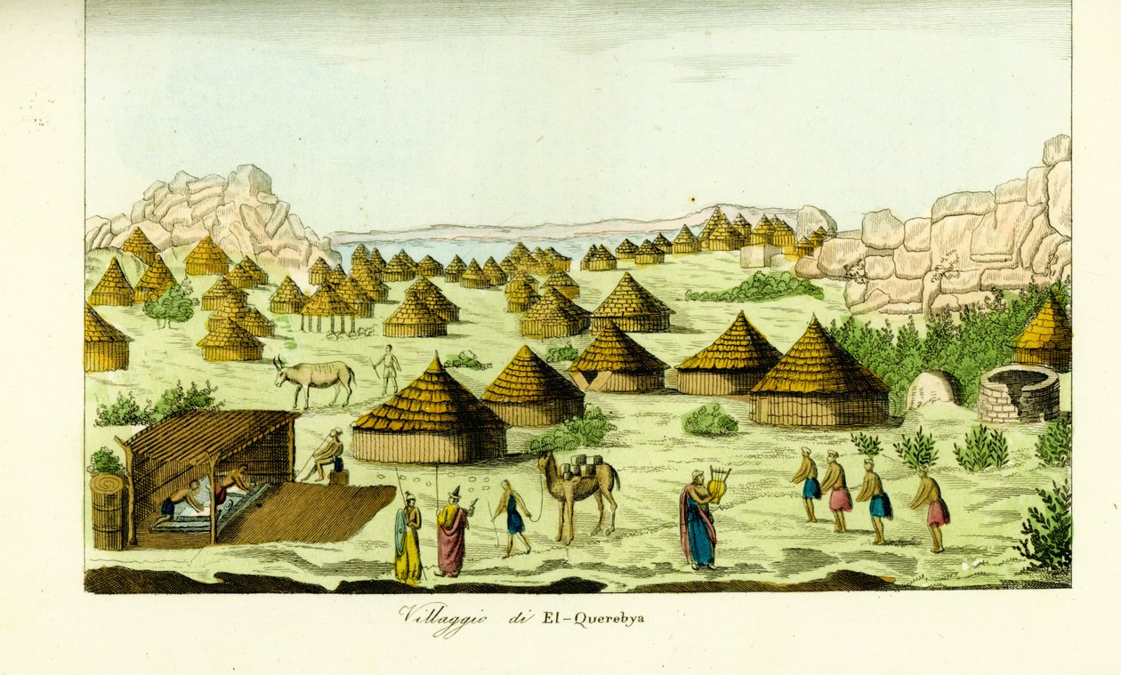Landsbyen El Querebya (El Querebyn) under Funj Kingdom of Sennar, Sudan av Unbekannt