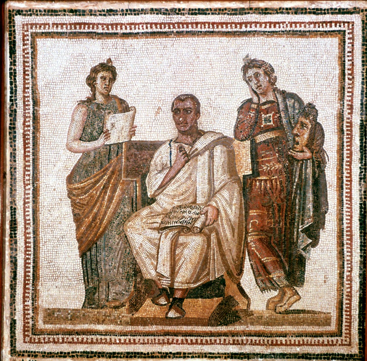 Virgil og musene, romersk mosaikk fra Sousse, Tunisia, 3. århundre e.Kr av Unbekannt