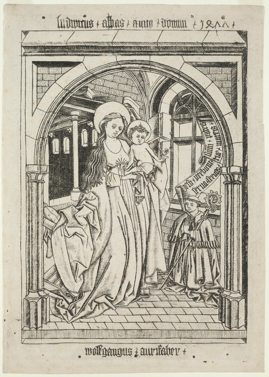 Jomfru og barn, abbed Ludwig Kneeling, 1400-tallet. av Unbekannt