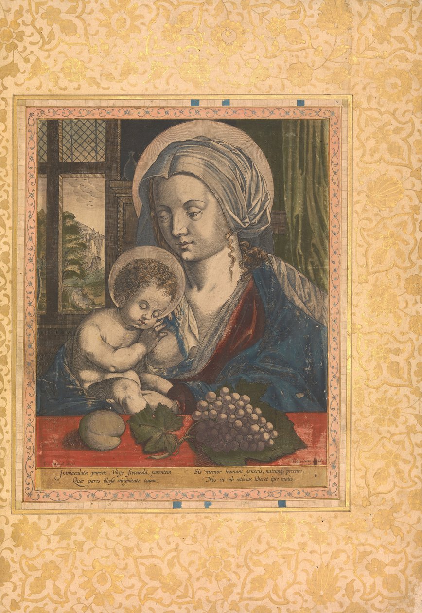 Virgin and Child, Folio fra Bellini Album, ca. 1600. av Unbekannt