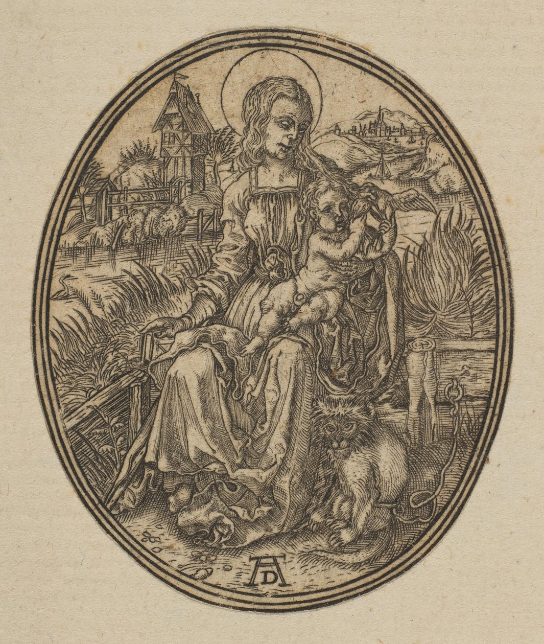 Virgin and Child with the Monkey omvendt kopi.n.d. av Unbekannt