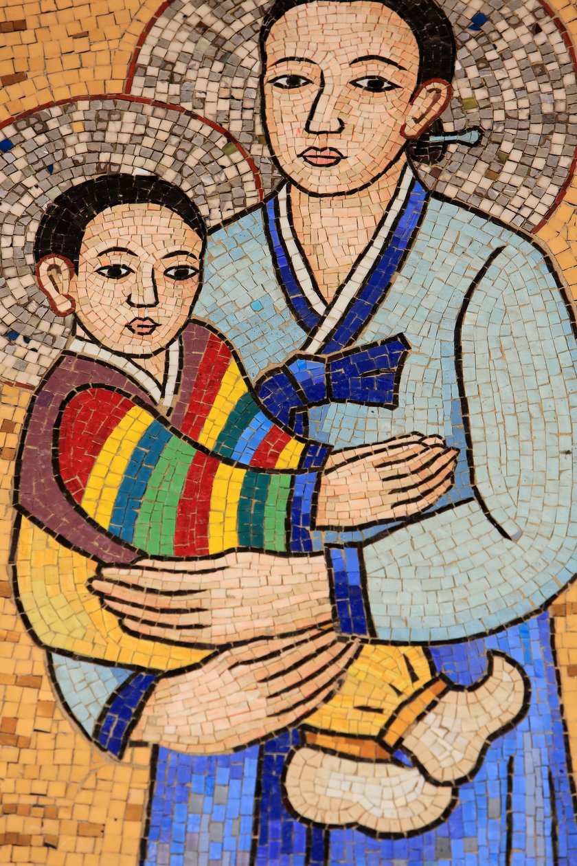 Jomfru og barn. Korea. Bebudelsesbasilikaen, Nasaret, Israel av Unbekannt