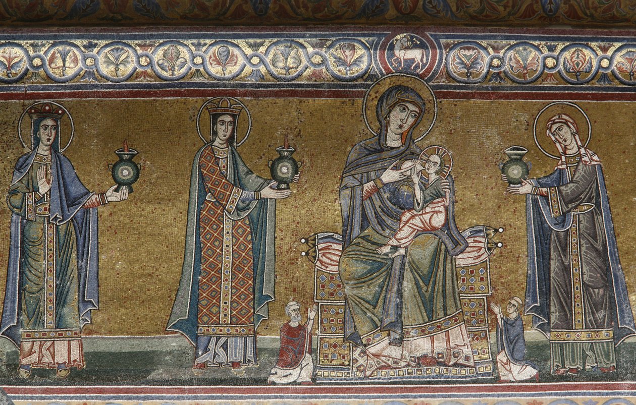 Jomfru- og barnemosaikk i Santa Maria i Trastevere-kirken, Roma, Italia av Unbekannt