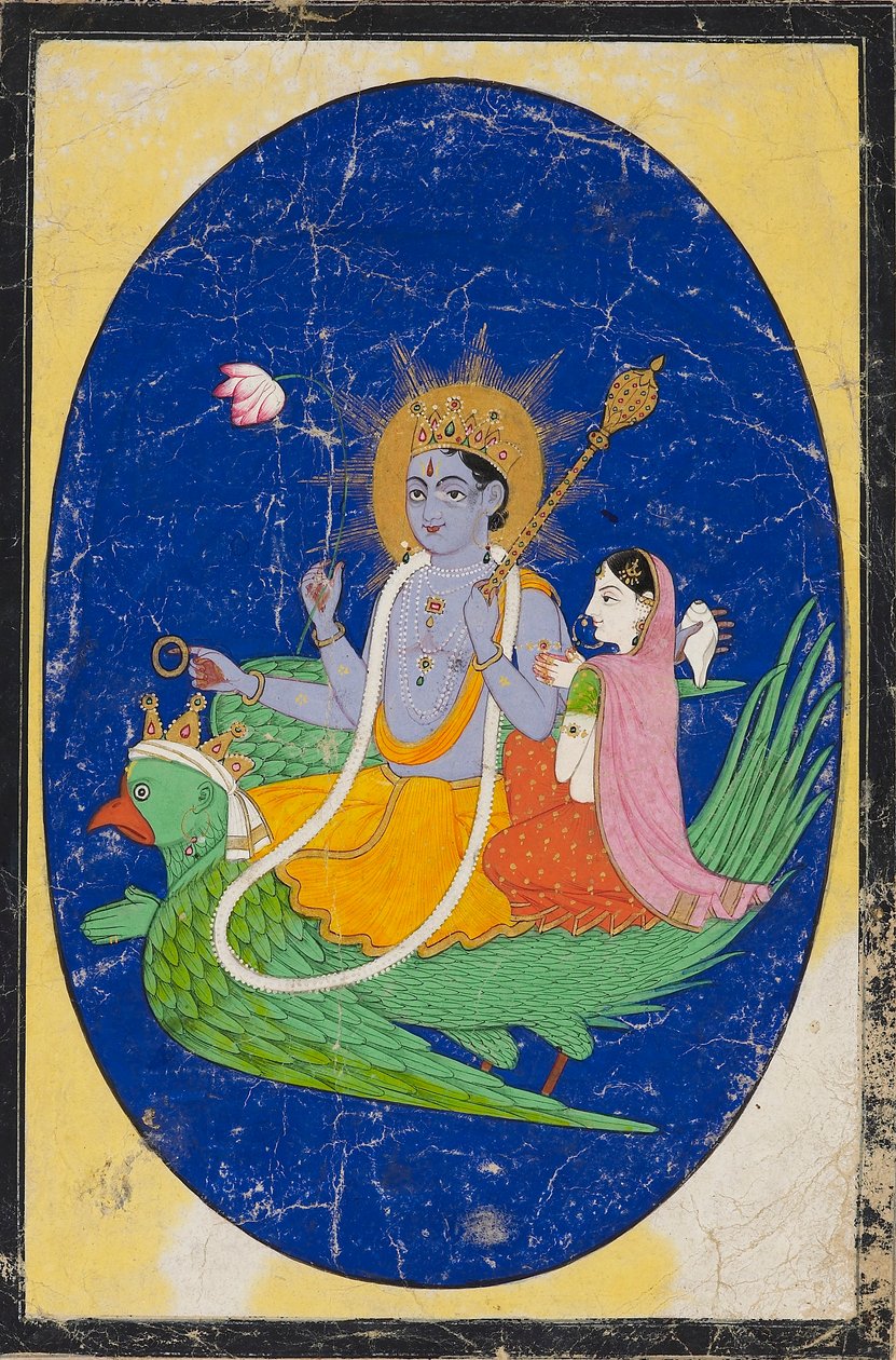 Vishnu og konsort montert på Garuda, 1800-tallet av Unbekannt