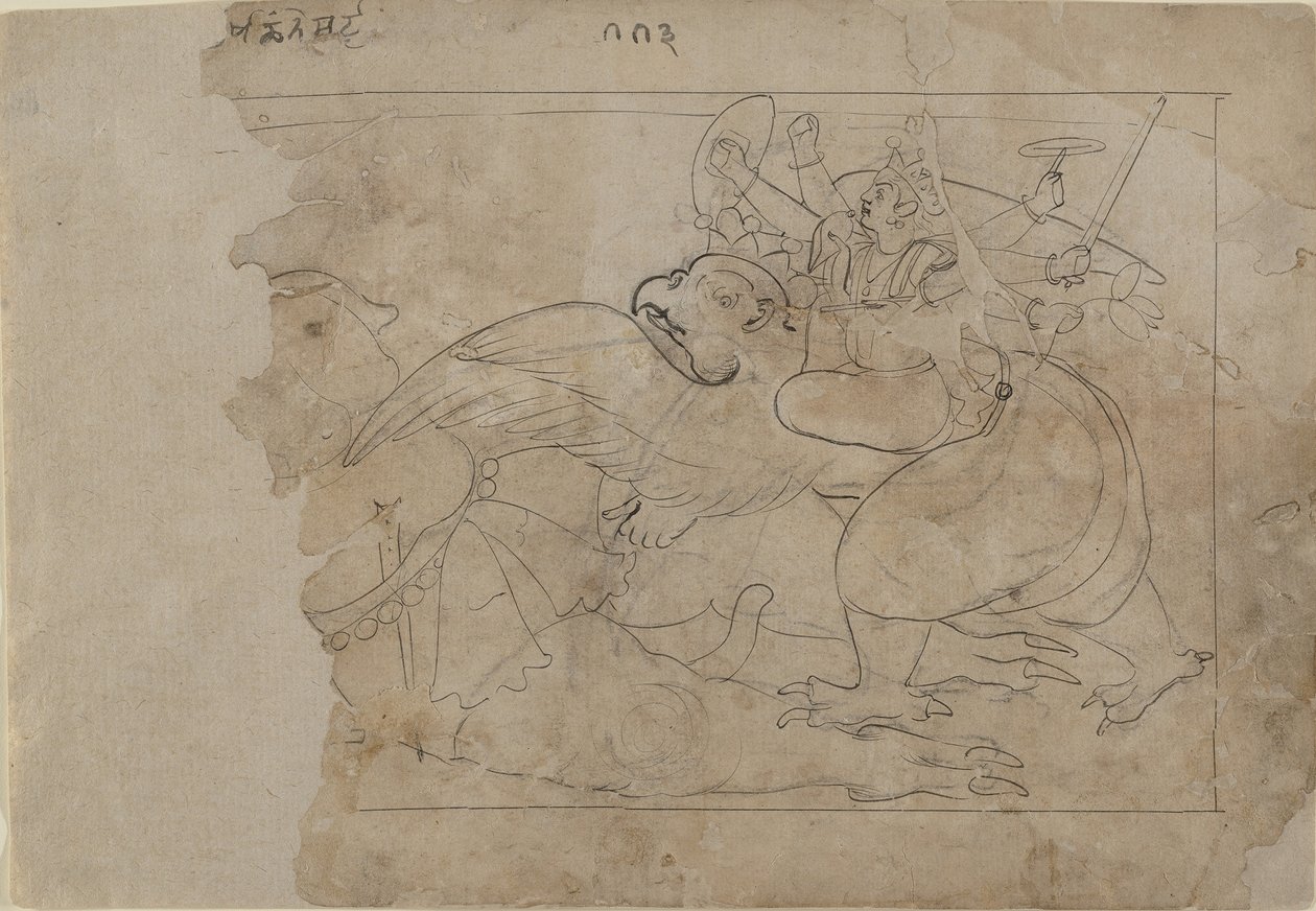 Vishnu på Garuda Slaying a Demon, midten av 1700-tallet. av Unbekannt