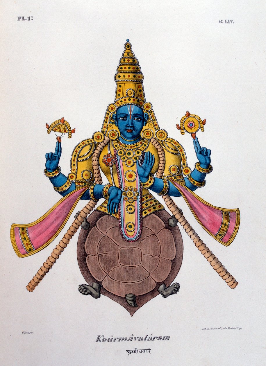 Vishnu, en av gudene til den hinduistiske treenigheten trimurti, 1828 av Unbekannt