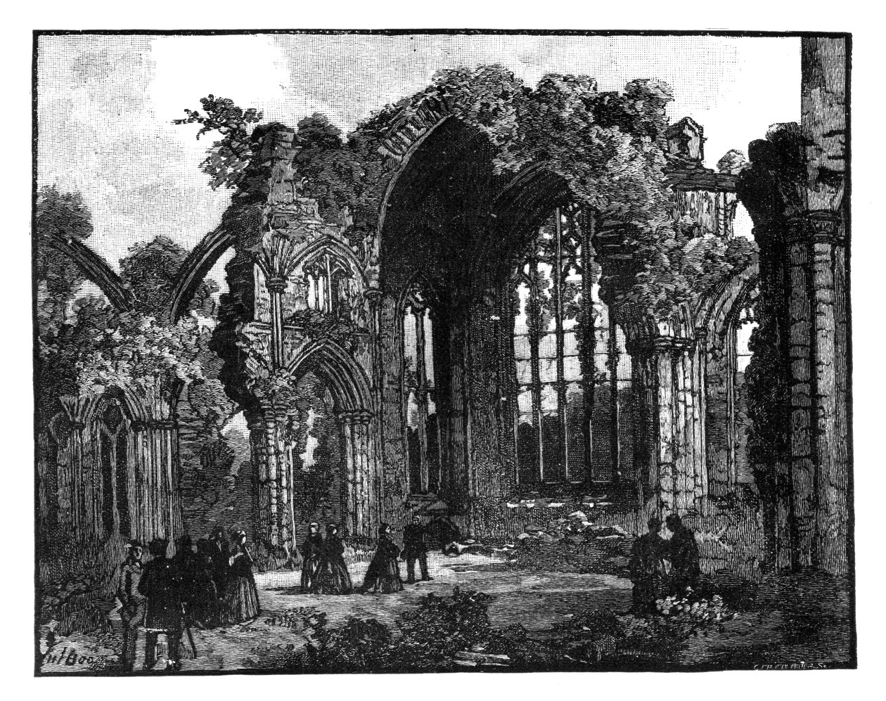 Dronning Victorias besøk til Melrose Abbey, Skottland, sent på 1800-tallet av Unbekannt