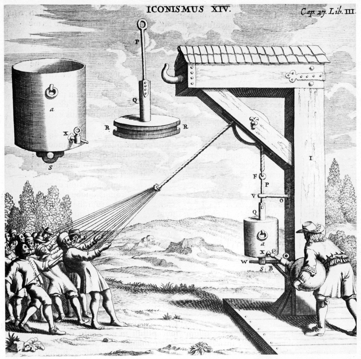 Von Guerickes demonstrasjon av styrken til et vakuum, 1654 1672 av Unbekannt