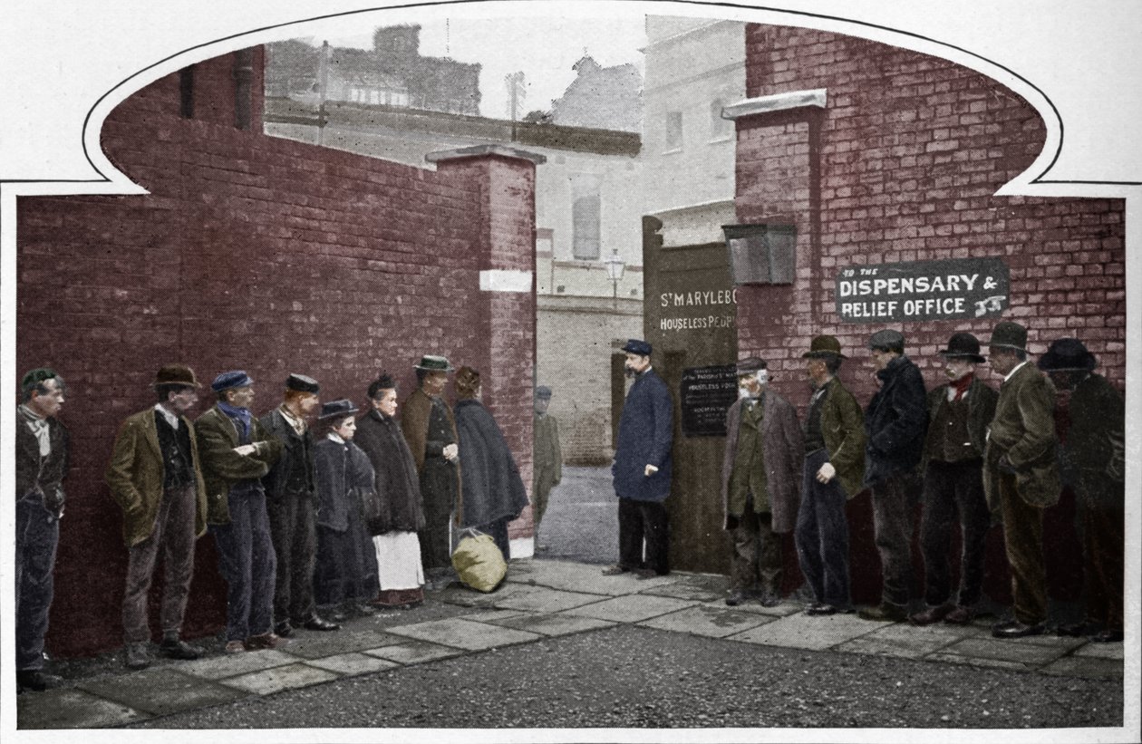 Venter på opptak til St Marylebone Workhouse, Luxborough Street, London, c1901 1903 av Unbekannt