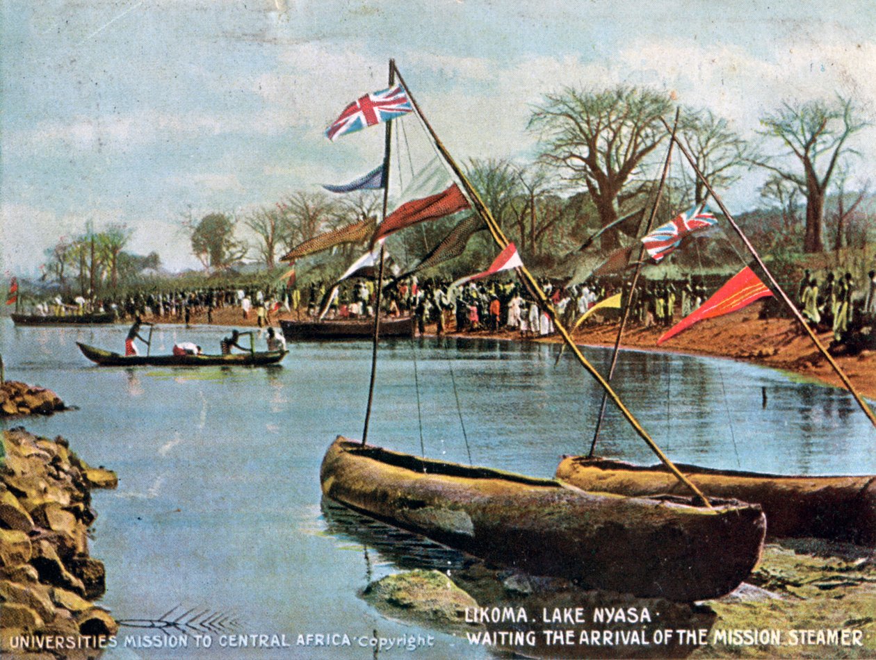 Venter på ankomsten til Mission Steamer, Likoma, Lake Nyasa, Afrika, 1904 av Unbekannt