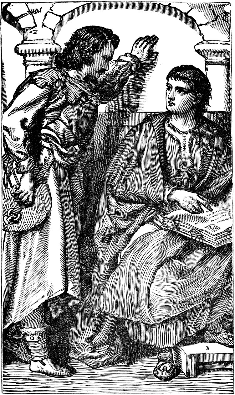 Waldenser-misjonærtrubador viser sin folkelige bibel, c1170 av Unbekannt