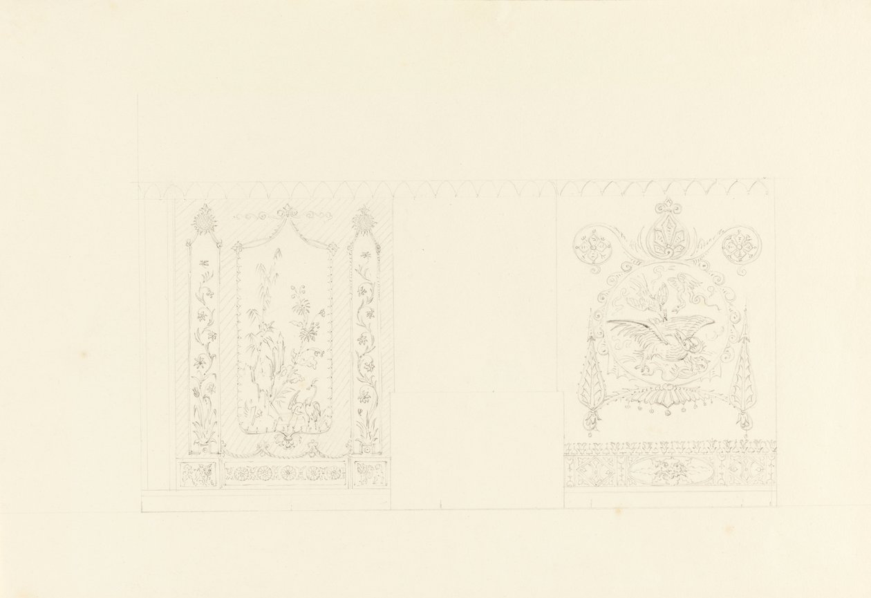 Veggdekorasjon, blå salong, Royal Pavilion, Brighton av Unbekannt
