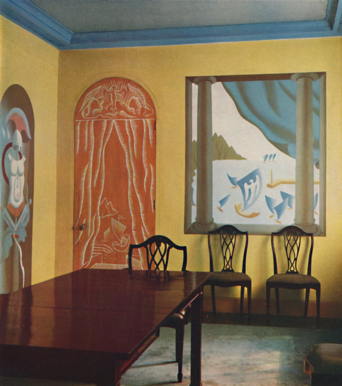 Veggdekorasjoner i en leilighet ved Portman Court, 1933. av Unbekannt