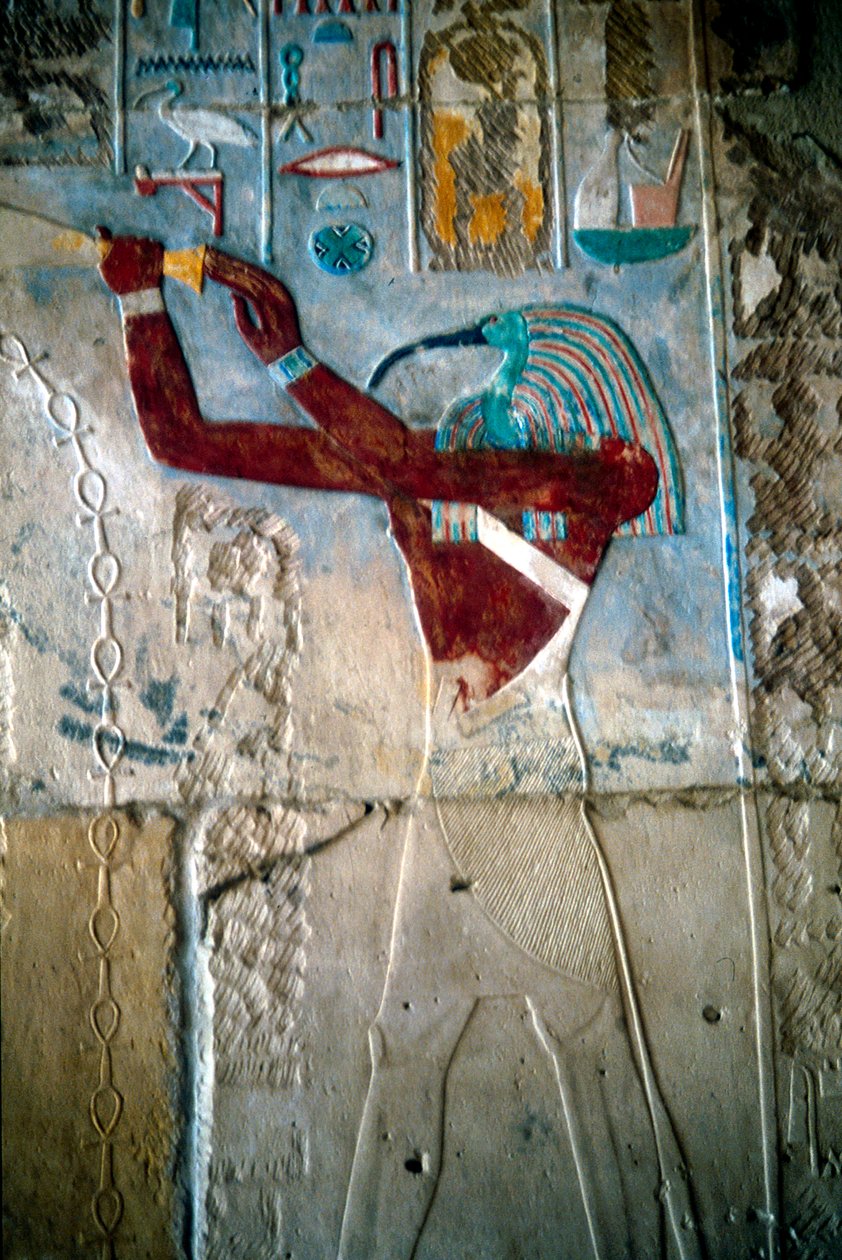 Veggmaleri som viser guden Thoth, tempelet til Rameses III, Medinet Habu, Egypt, c1187-c1156 f.Kr. av Unbekannt