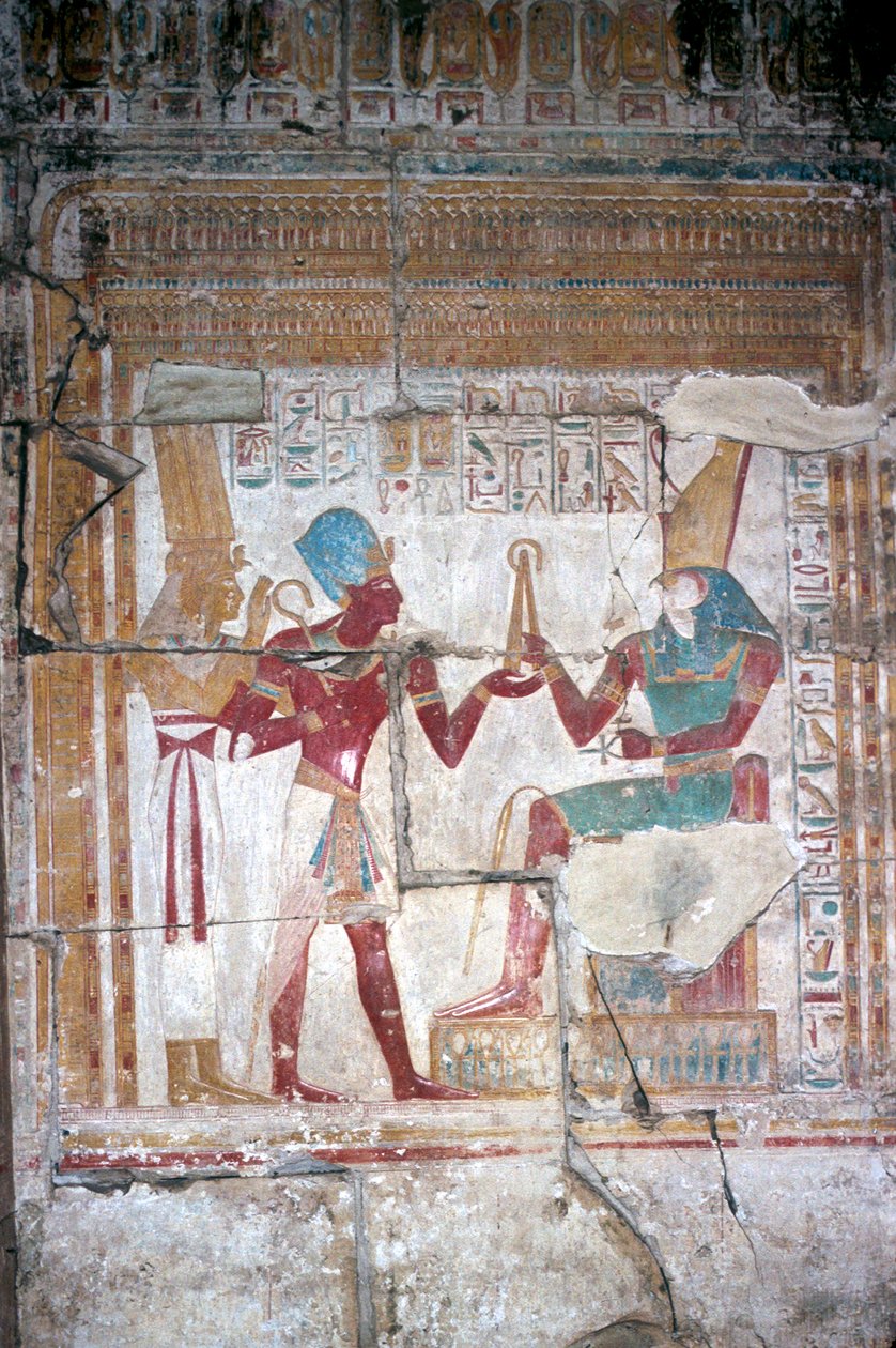 Veggmaleri av Sethos I før Horus, Temple of Sethos I, Abydos, Egypt, 19. dynasti, c1280 f.Kr. av Unbekannt