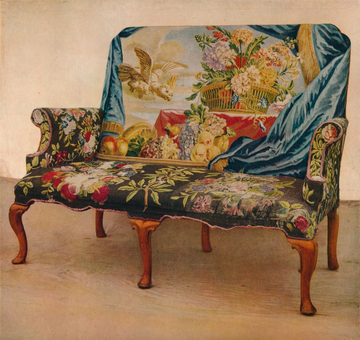 Valnøttsofa med Soho-teppe, c1730, 1929 av Unbekannt