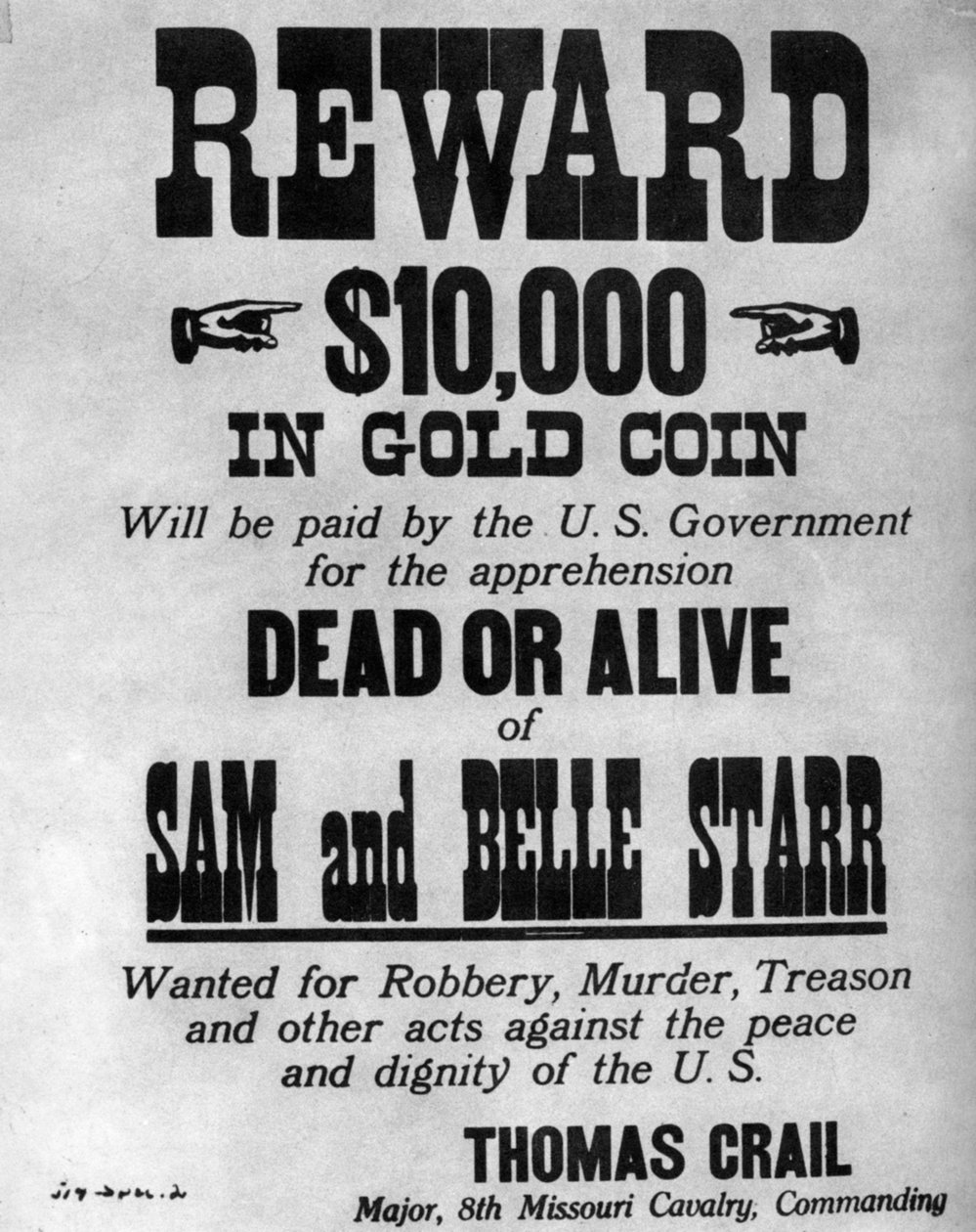 Etterlyst plakat for fredløse Sam og Belle Starr, c1880-1886 1954 av Unbekannt