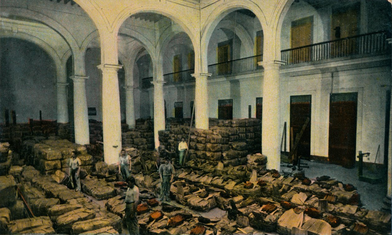 Lager av bladtobakk, Havanna, Cuba, ca 1910-tallet av Unbekannt
