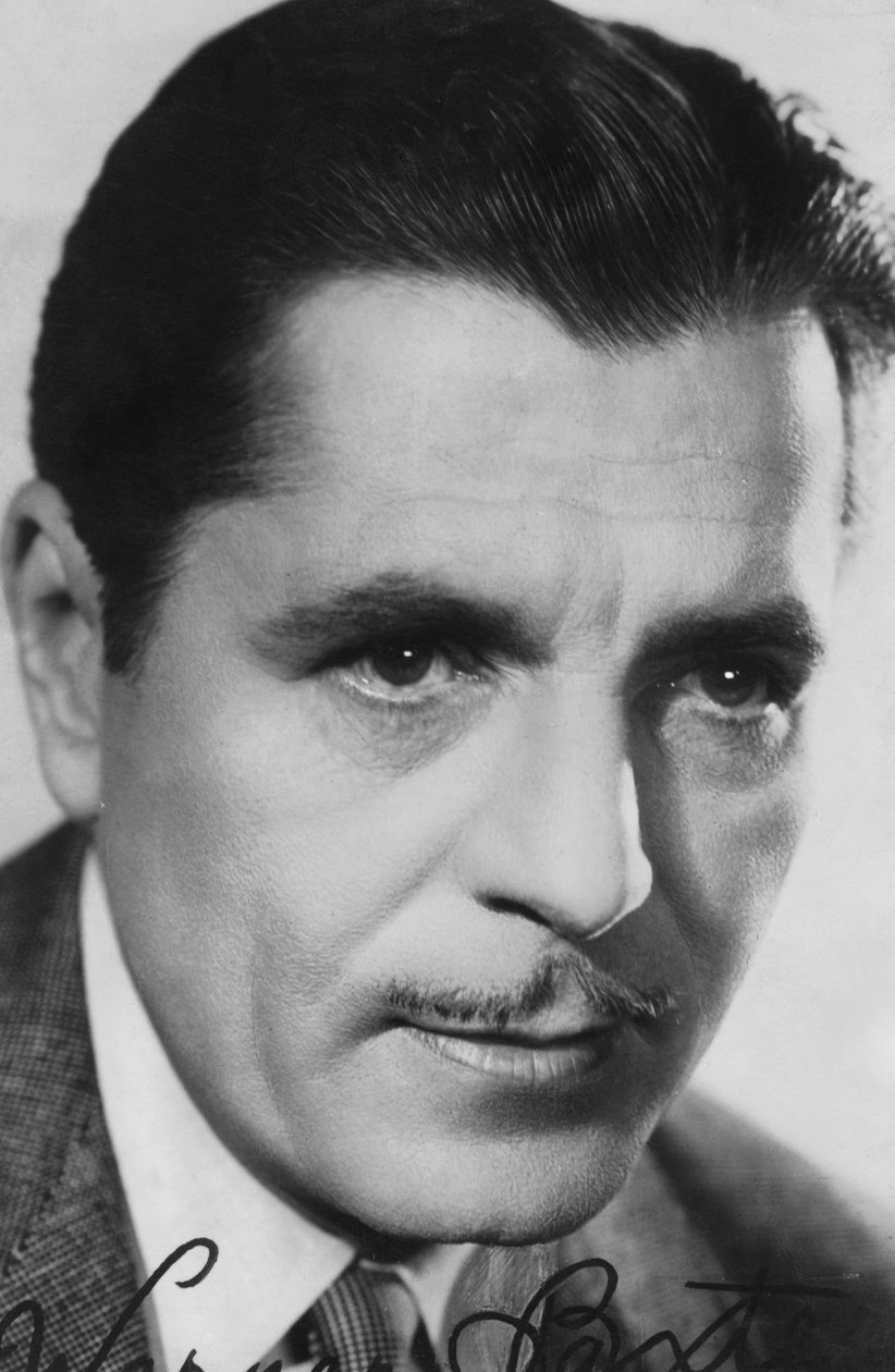 Warner Baxter, 1889-1951, amerikansk skuespiller, 1930-c1940-tallet. Signert fotografi av Unbekannt