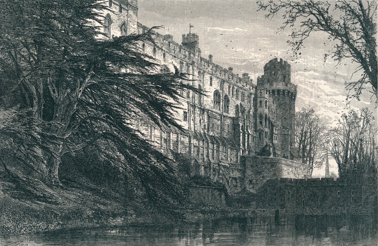 Warwick Castle fra Vesten, 1800-tallet av Unbekannt