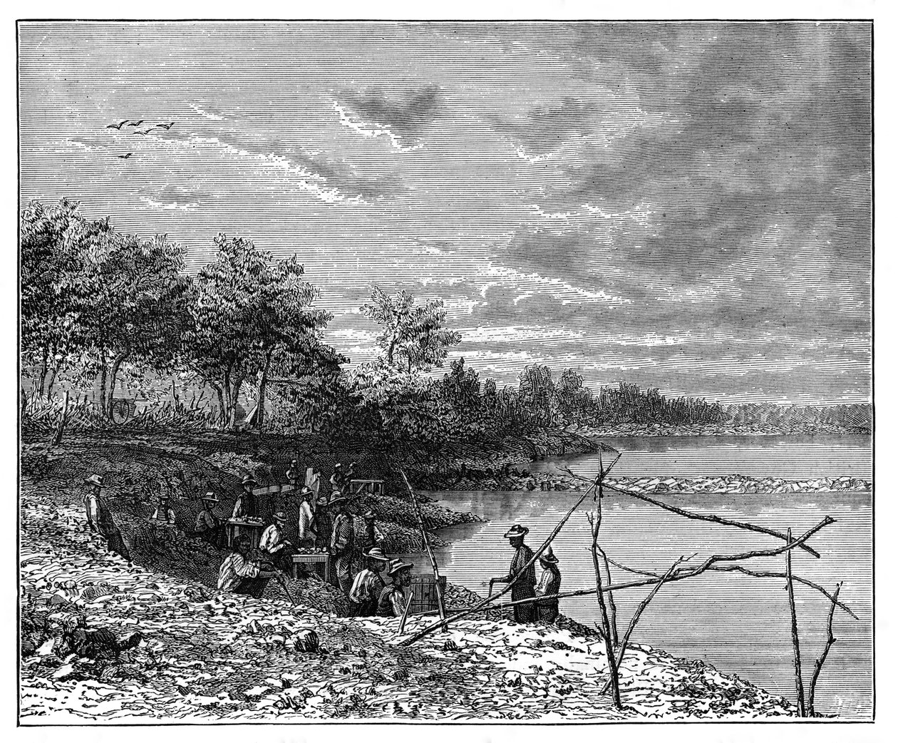 Vaskesand for diamanter på bredden av Vaal-elven, Sør-Afrika, c1890 av Unbekannt