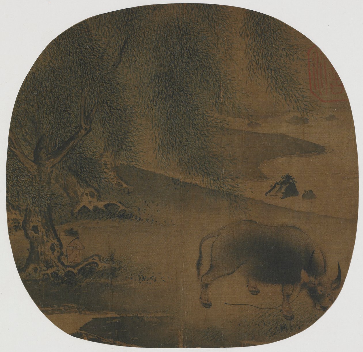 Water Buffalo and Herdboy under Willows, 1200-tallet. av Unbekannt