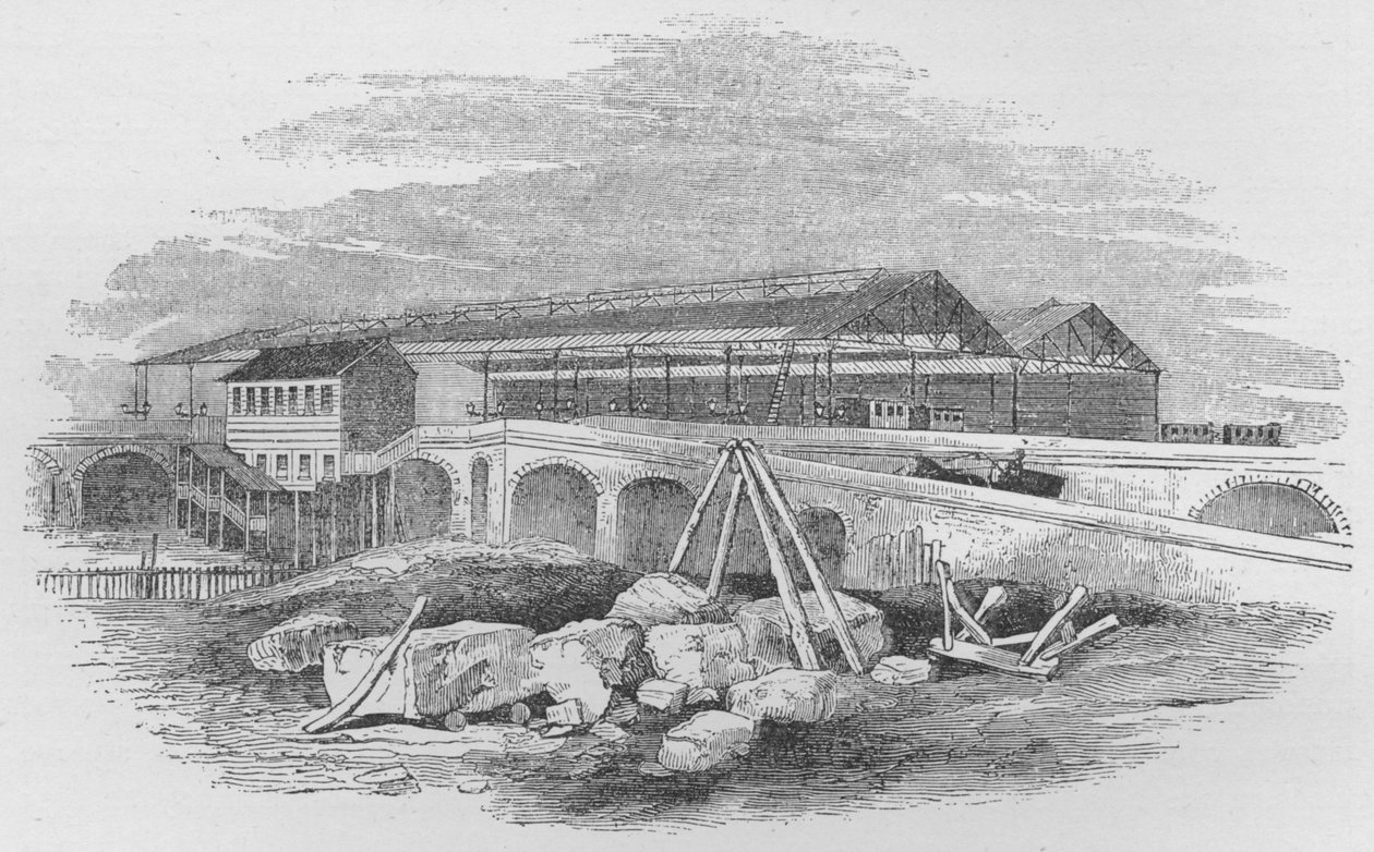 Waterloo jernbanestasjon, slik den så ut da den først ble bygget, c1848, 1912 av Unbekannt