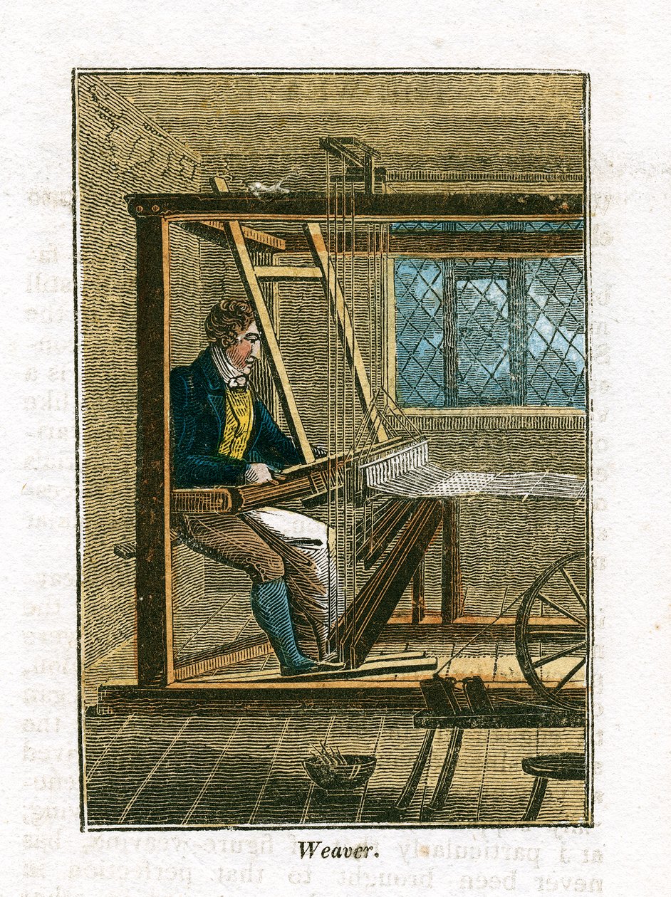 Vever ved vevstolen hans, 1823 av Unbekannt